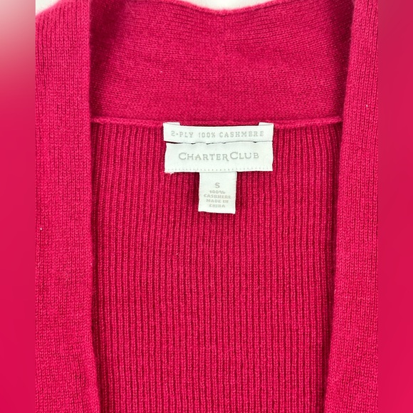 Charter Club Dark Pink/Berry 2Ply 100% Cashmere V Neck Waist Length Swea… - Picture 2 of 6